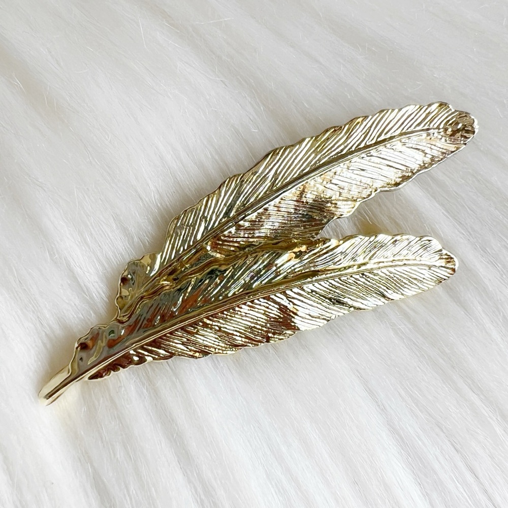 VINTAGE Gold Feathers Metal GERRYS Brooch Pin • Southwestern Western Boho